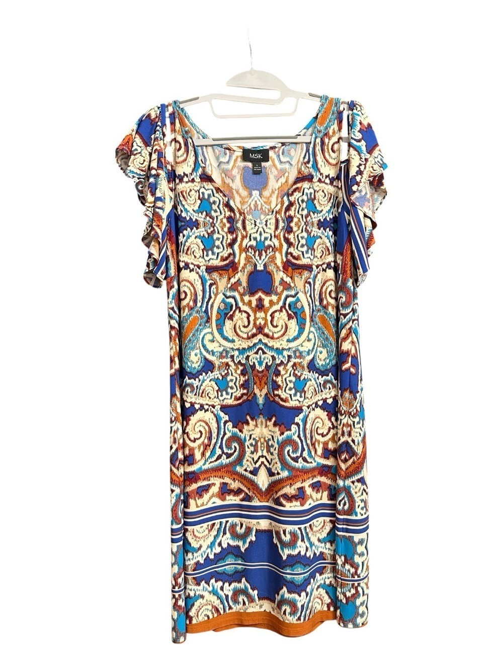 MSK-Paisley Cold Shoulder Shift Dress - Picture 4 of 10